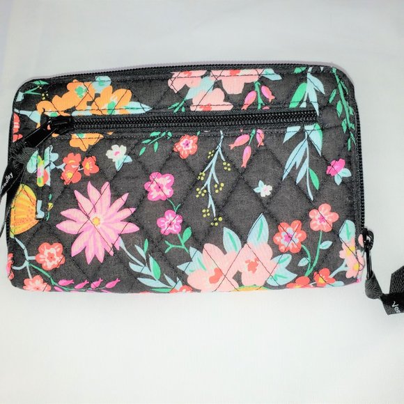 Vera Bradley Tangerine Twist RFID Turnlock Wallet Clutch Organizer Clear ID NWOT - Picture 2 of 5